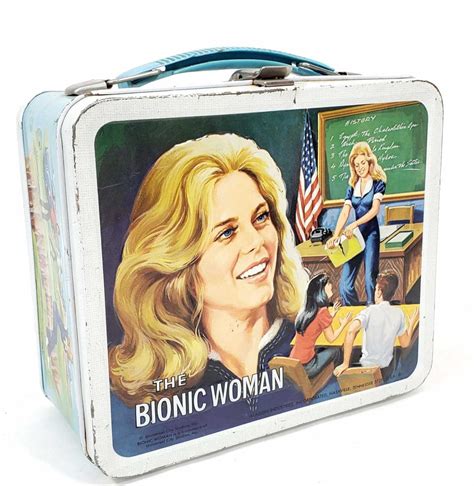 Vintage THE BIONIC WOMAN Metal Lunch Box and Thermos 